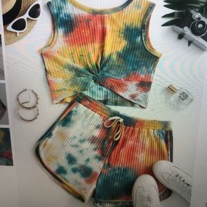 Zaful new tie dye pajama shorts lounge set